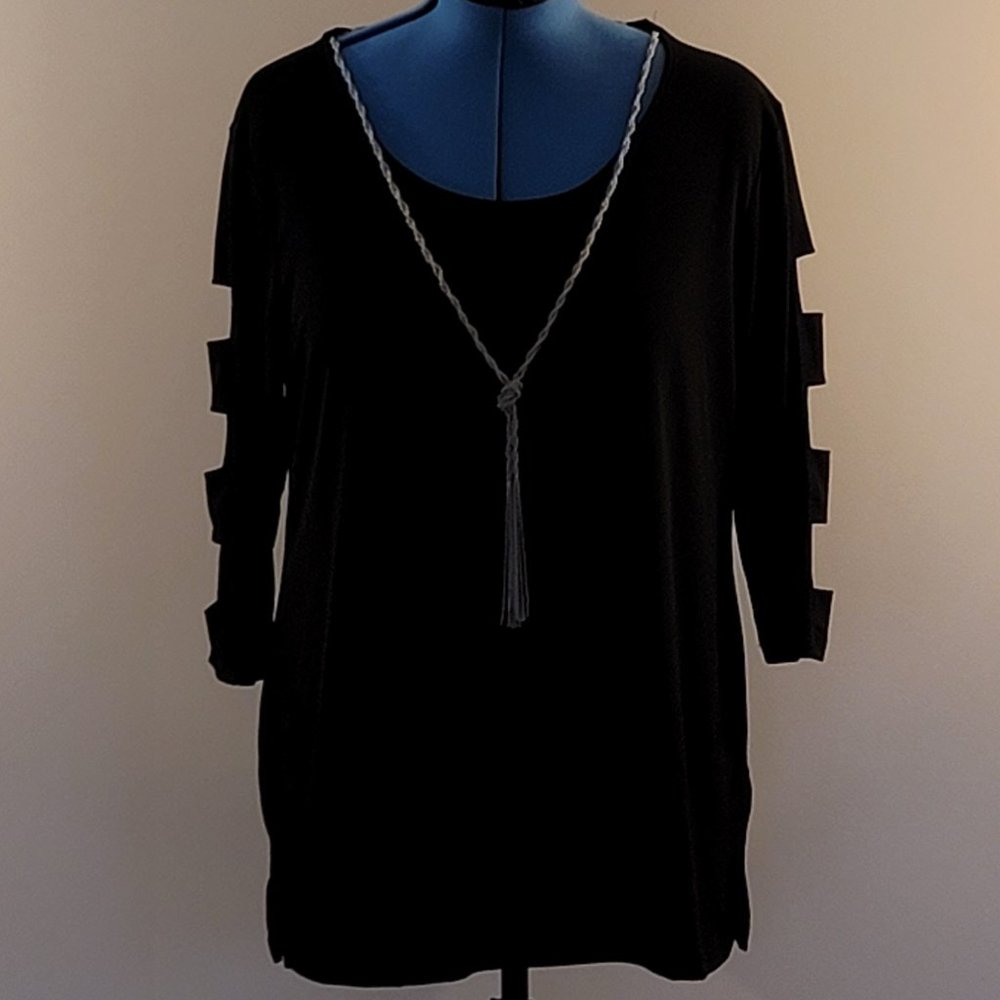 Ladder-Sleeve, Necklace, Knit Top